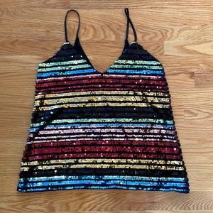 Express Rainbow Sequin Cami Tank